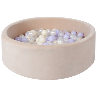 Piscina rotonda grigia per bambini con 200 palline colorate, velluto Piscina rotonda grigia per bambini con 200 palline colorate, velluto